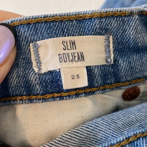 Madewell Cutoff Slim Boy Jean Frayed Denim Shorts - Picture 3 of 12